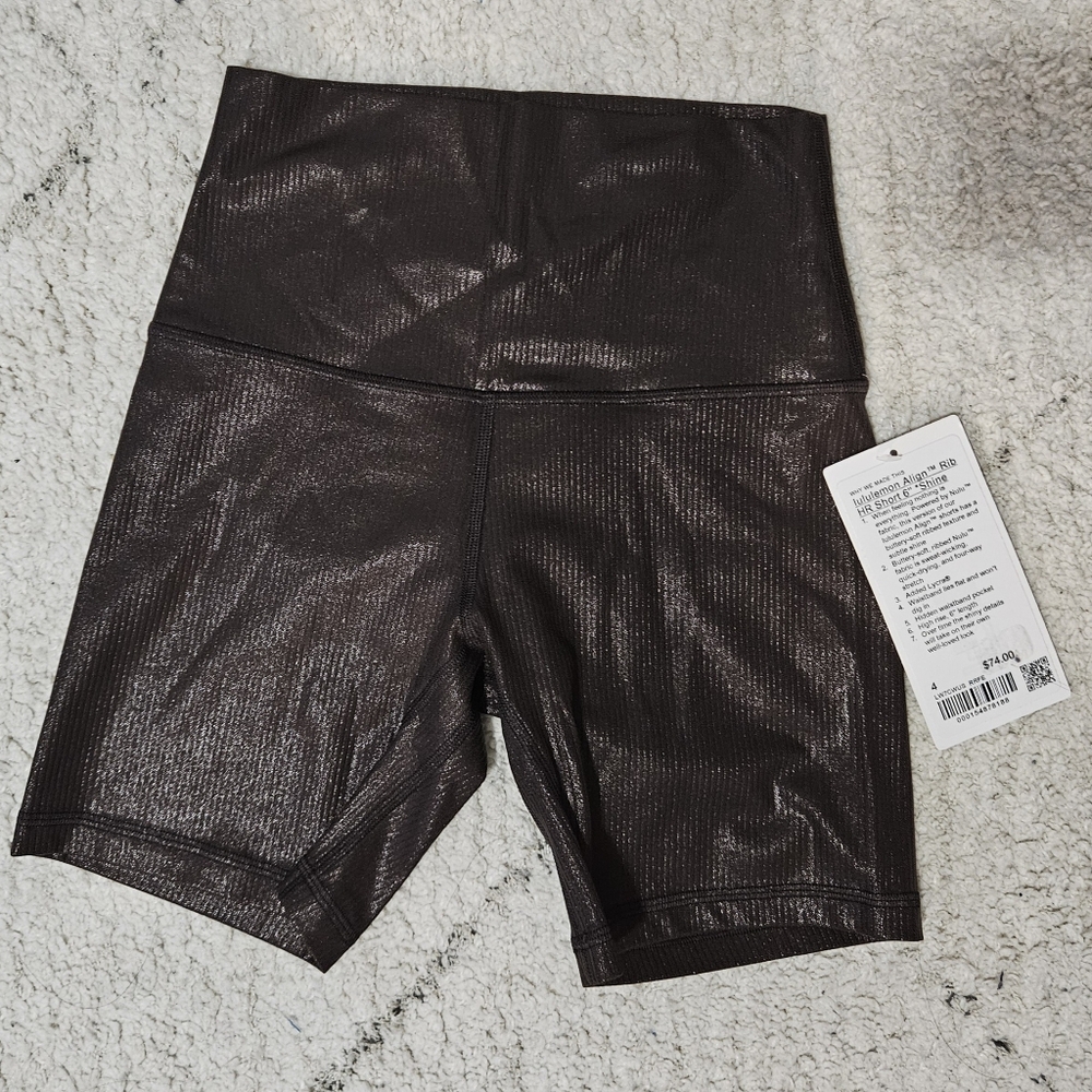$74 Lululemon Align Rib HR Short 6" *Shine In Brown